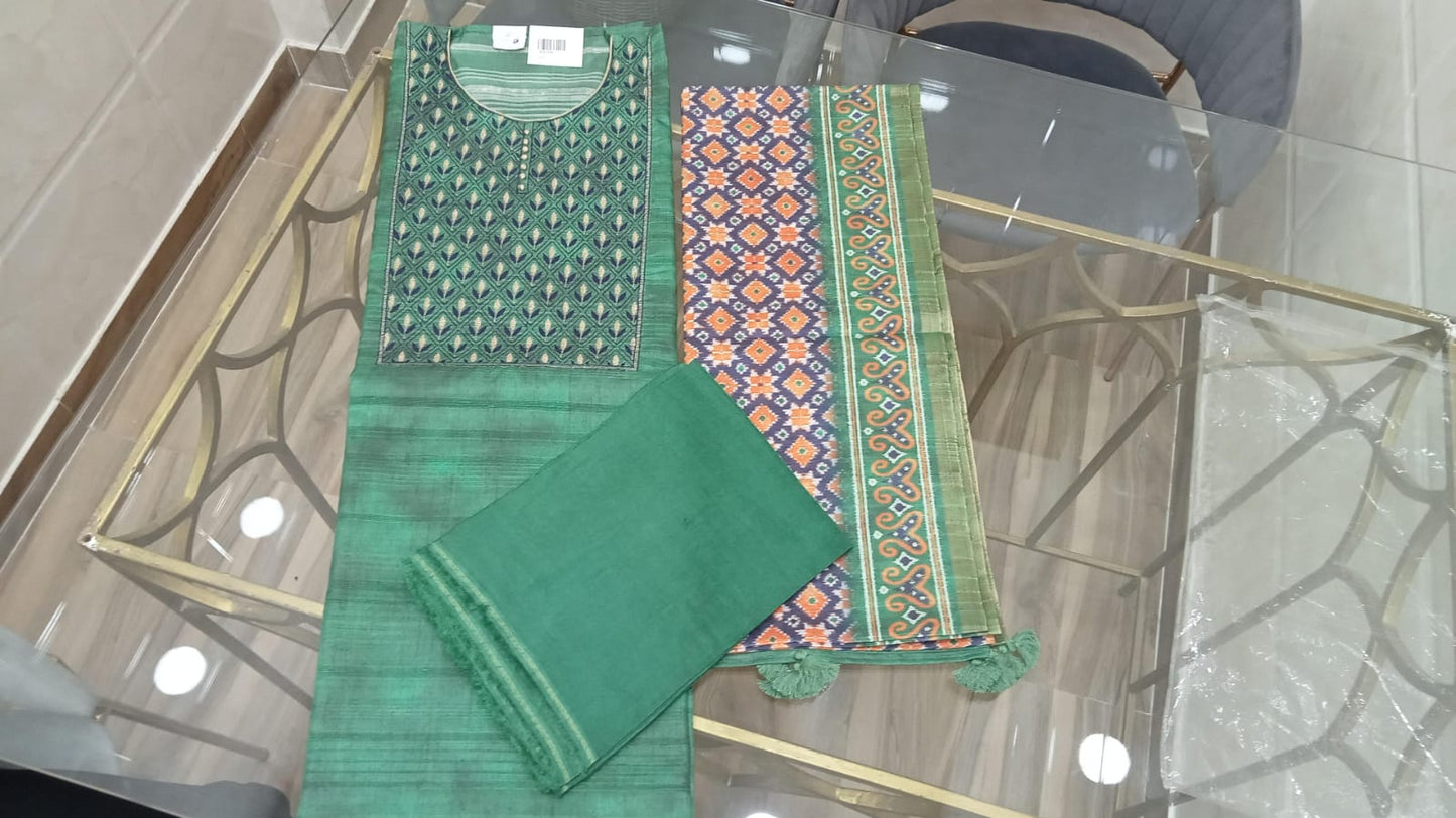 Embroidered Italian Tussar Suit Set