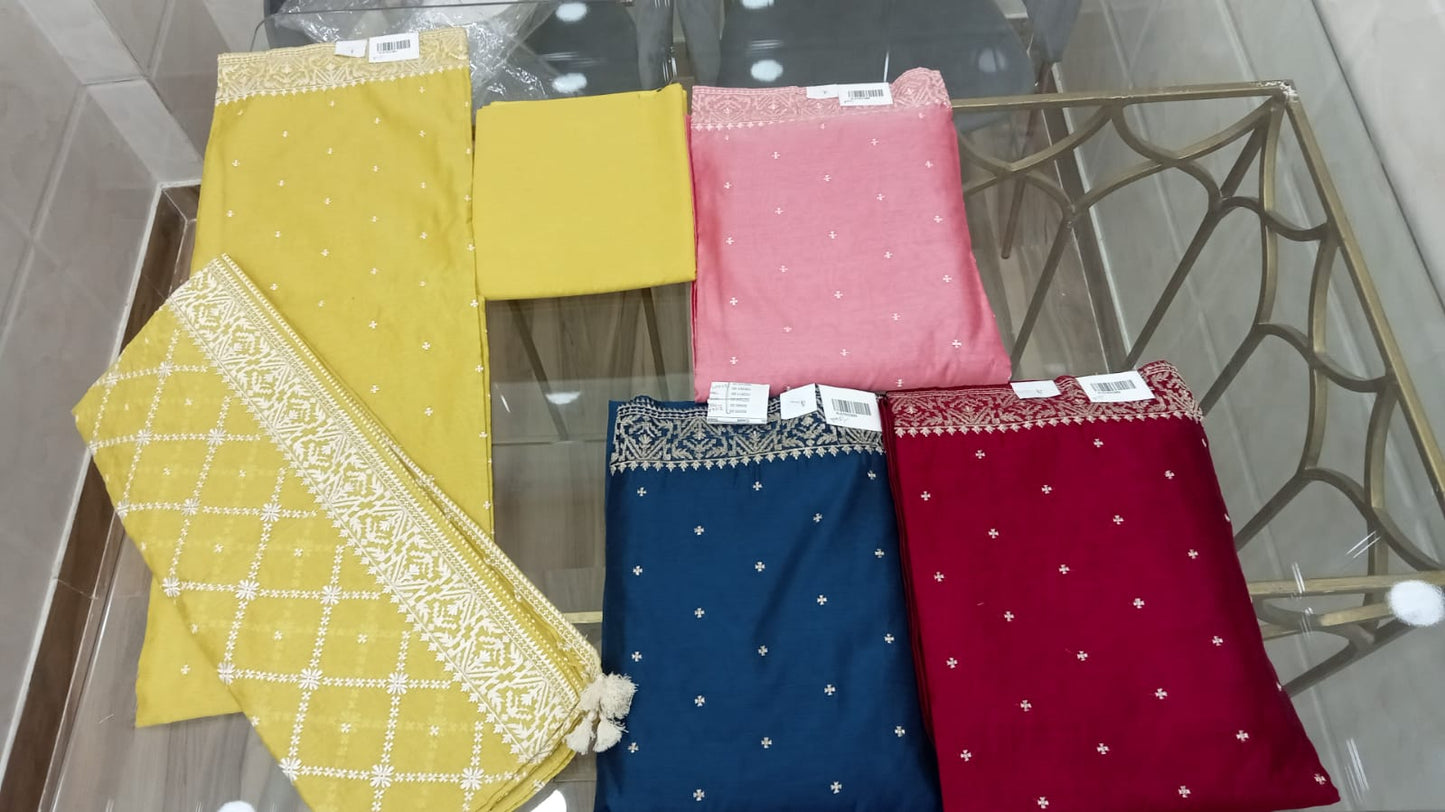 Embroidered Chanderi Suit Set