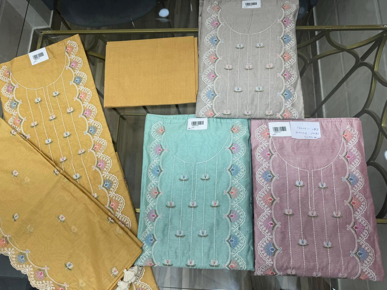 Embroidered Chanderi Suit Set