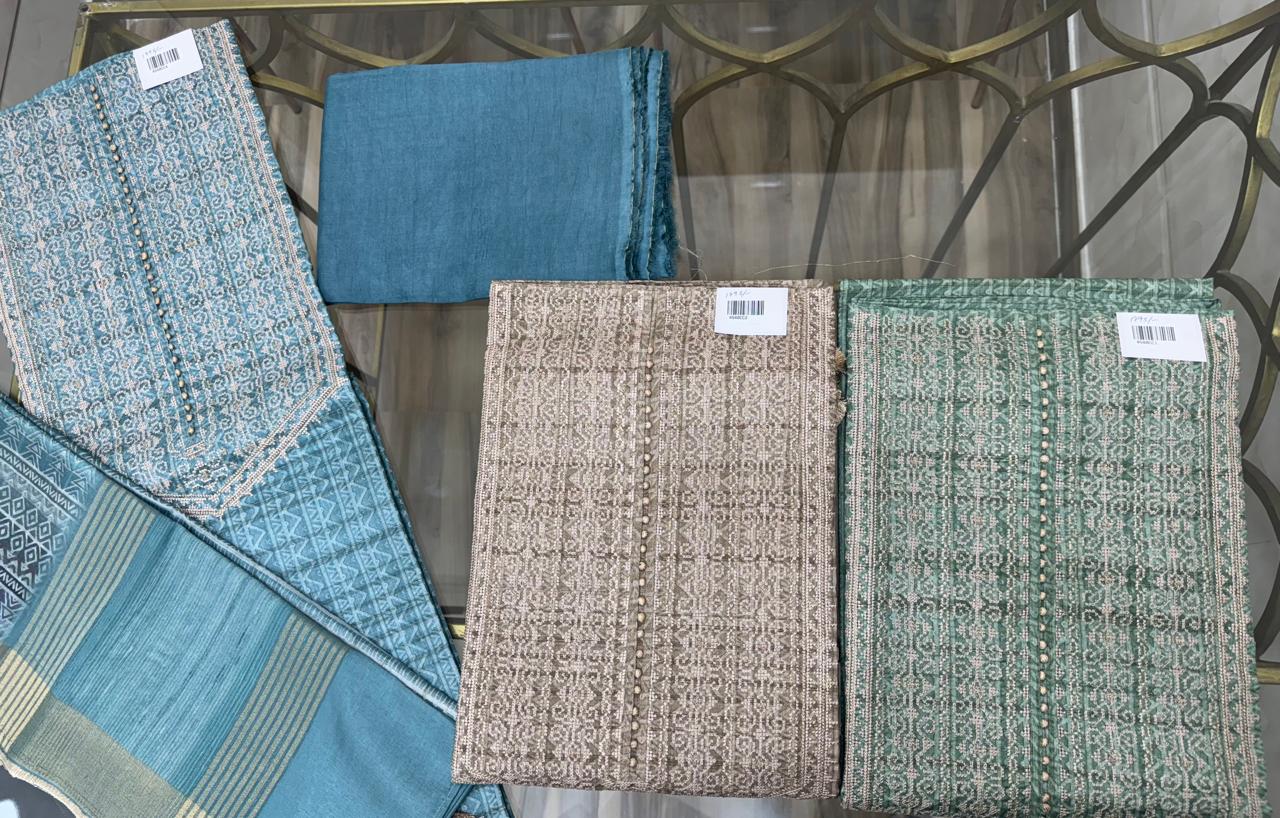 Embroidered Italian Tussar Suit Set