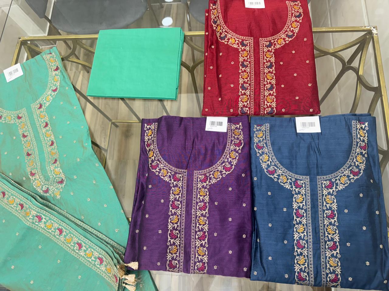 Embroidered Chanderi Suit Set