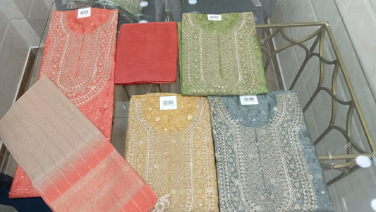 Embroidered Organza Suit Set