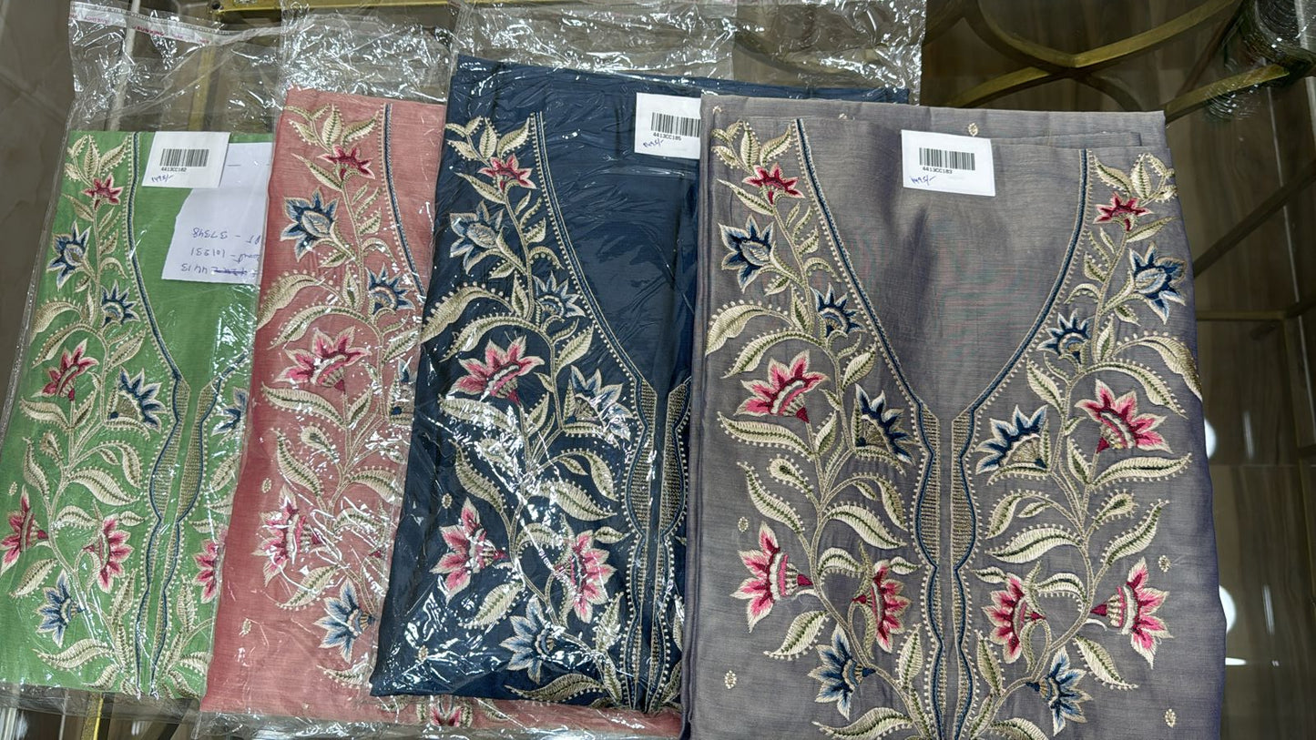 Embroidered Chanderi Suit Set