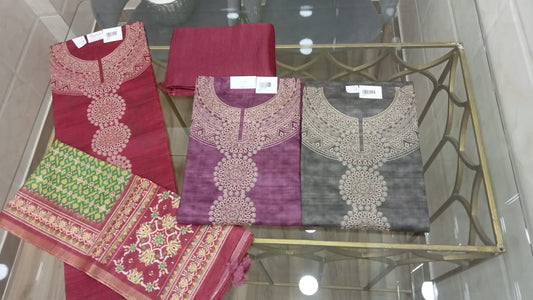 Embroidered Italian Tussar Suit Set