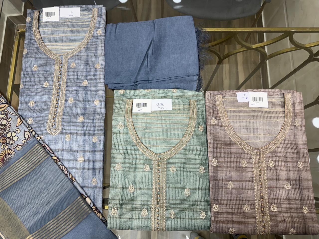 Embroidered Italian Tussar Suit Set