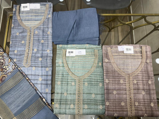 Embroidered Italian Tussar Suit Set