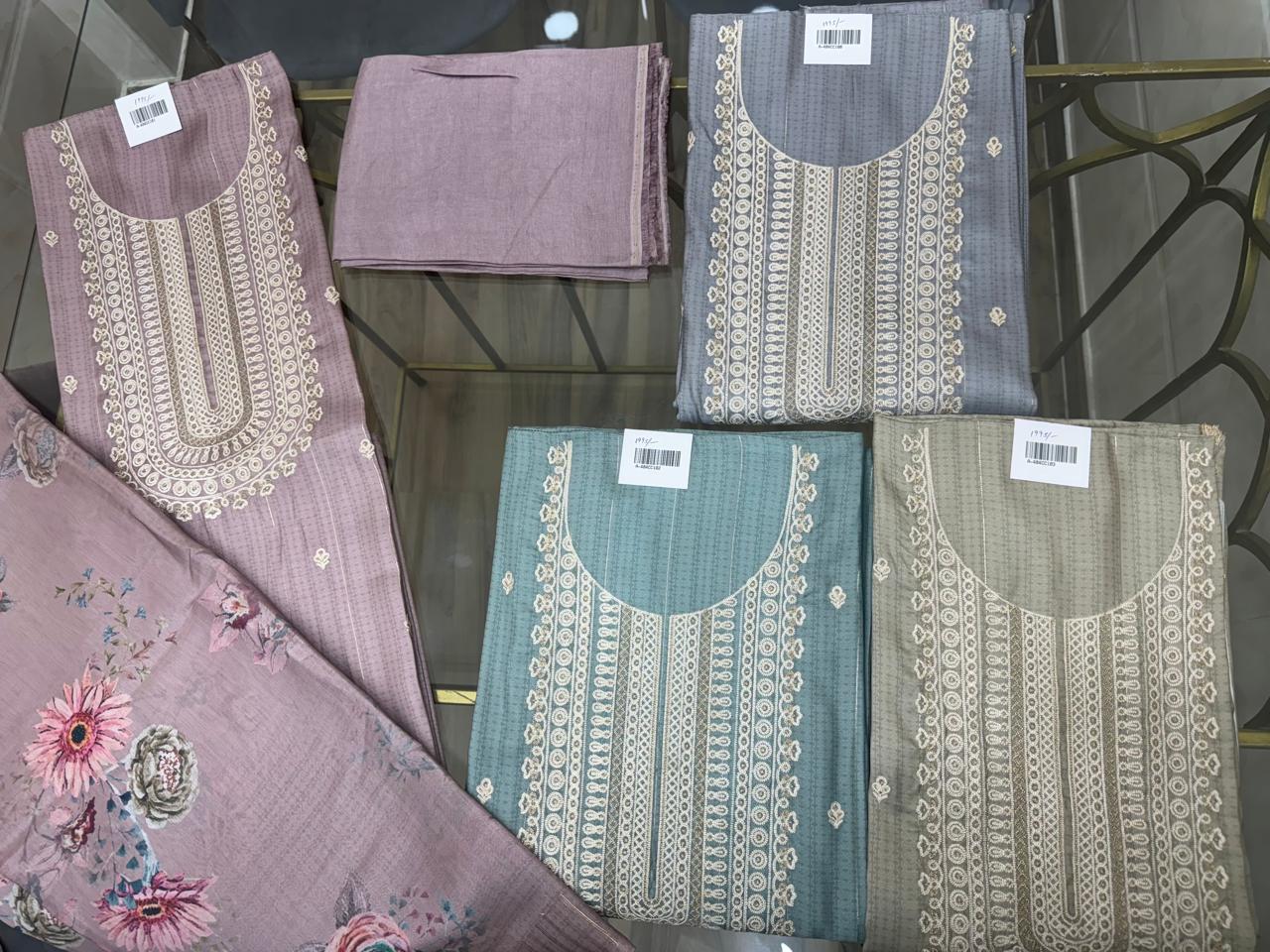 Embroidered Italian Tussar Suit Set