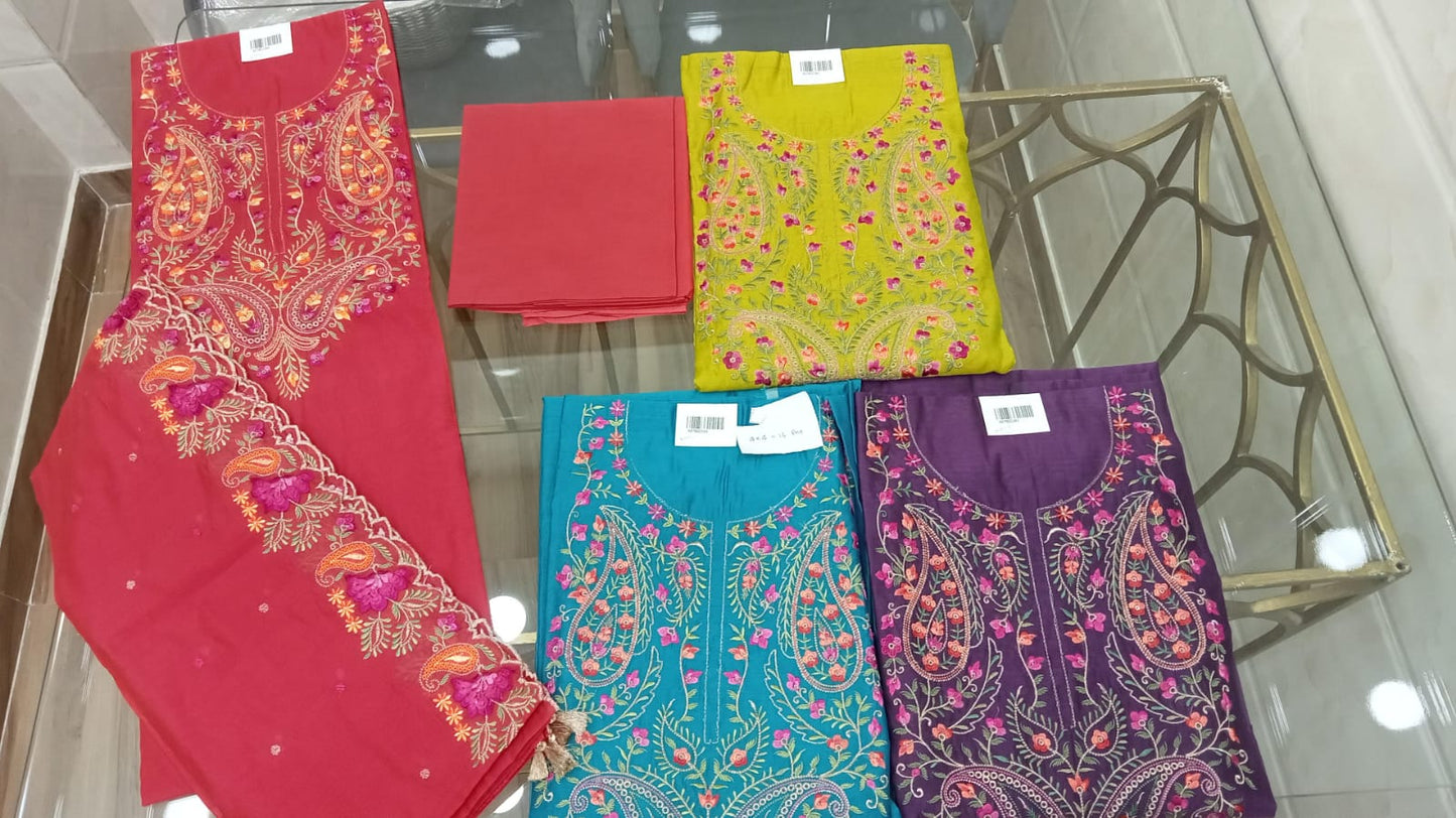 Embroidered Chanderi Suit Set