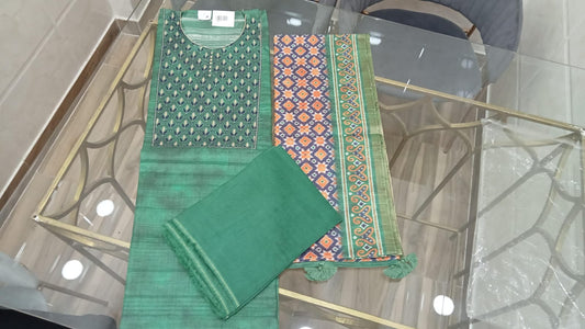 Embroidered Italian Tussar Suit Set