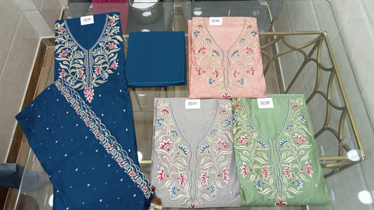 Embroidered Chanderi Suit Set