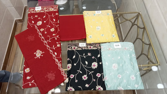 Embroidered Chanderi Suit Set