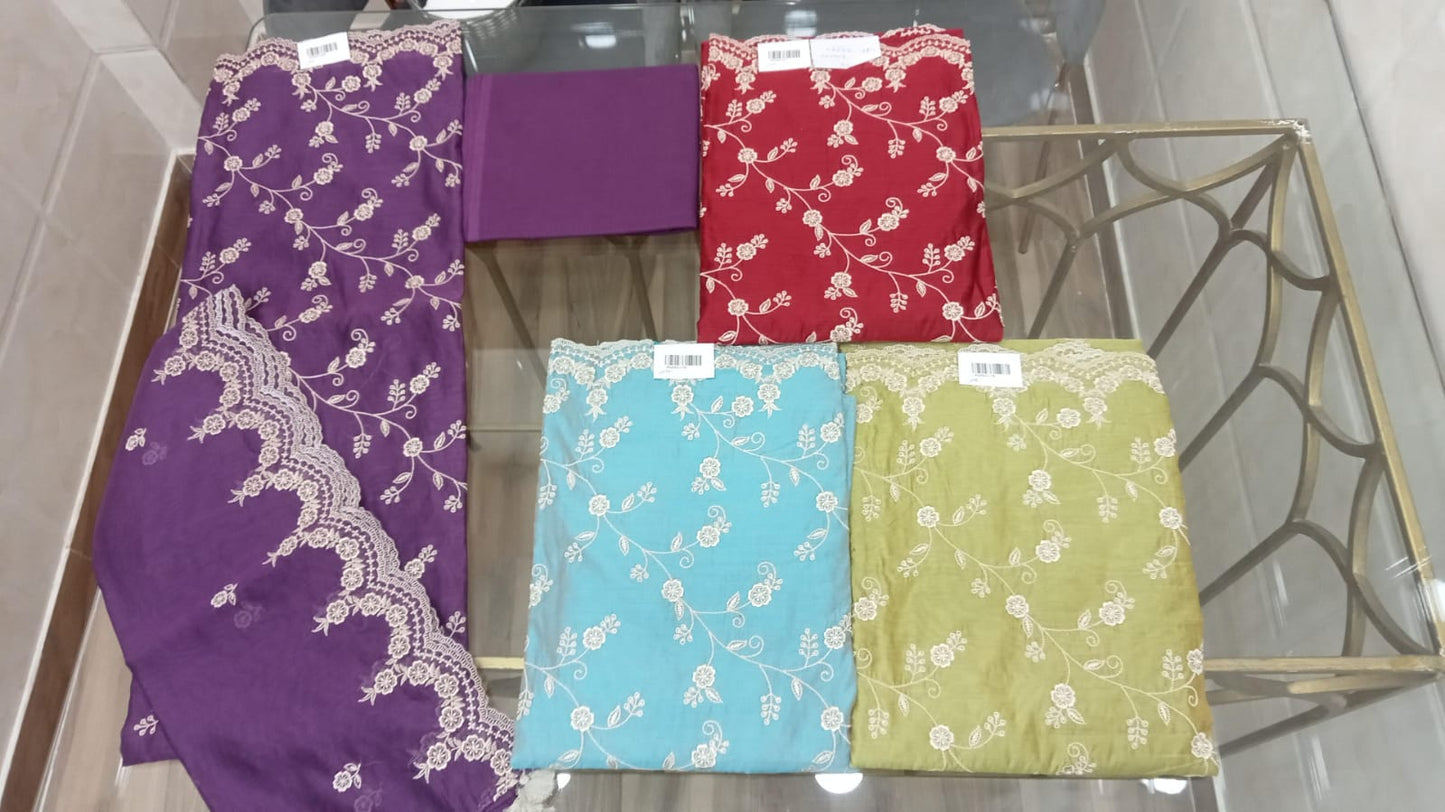 Embroidered Chanderi Suit Set