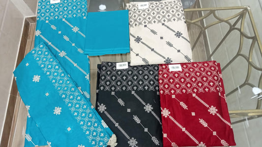 Embroidered Chanderi Suit Set