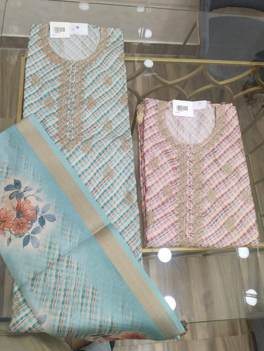 Embroidered Italian Tussar Suit Set