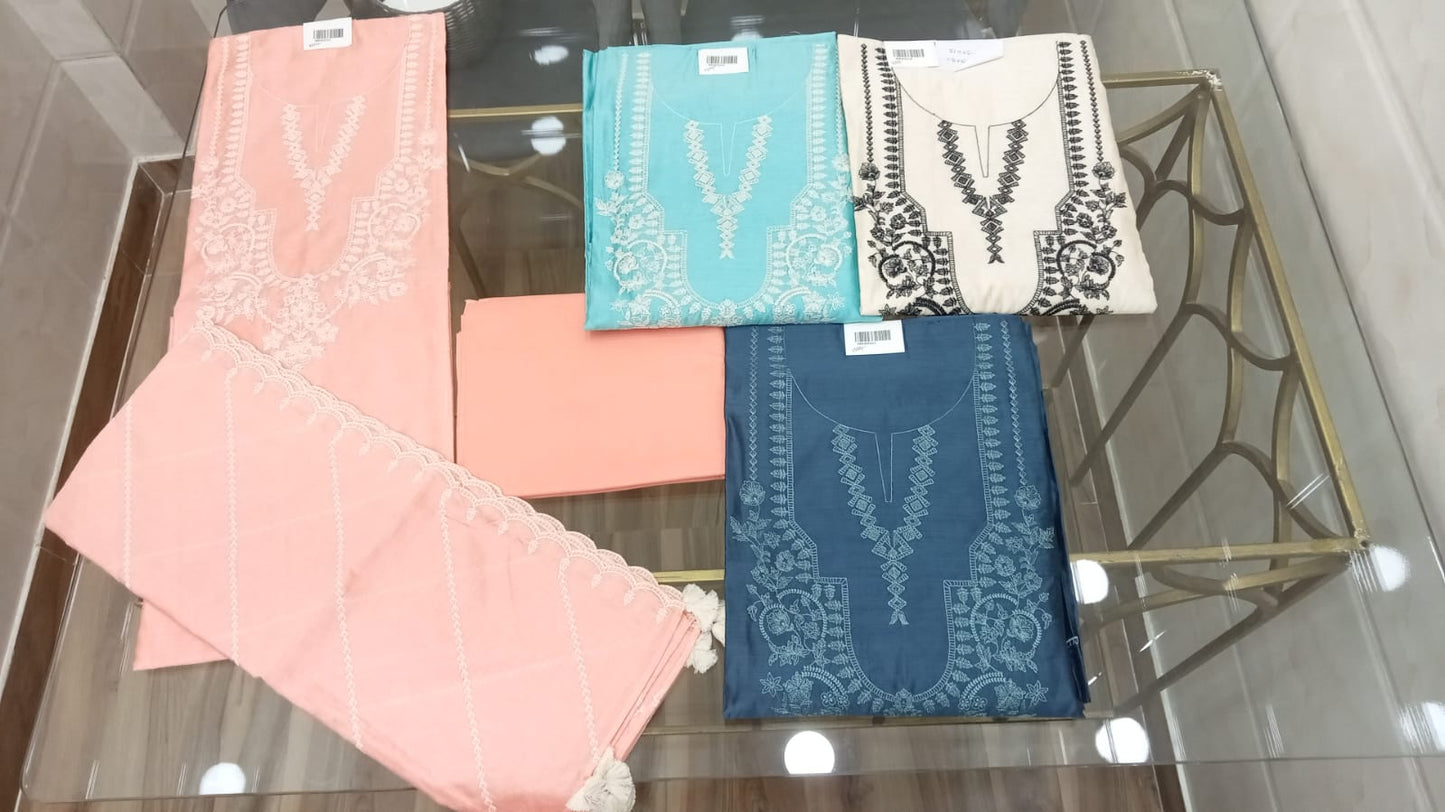 Embroidered Chanderi Suit Set