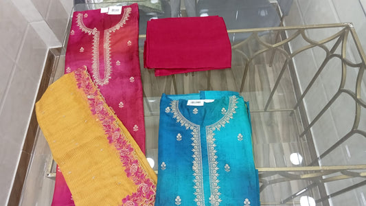 Embroidered Pure Chanderi Suit Set
