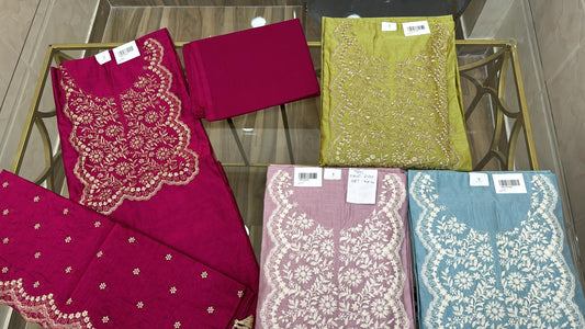 Embroidered Chanderi Suit Set