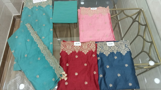 Embroidered Chanderi Suit Set