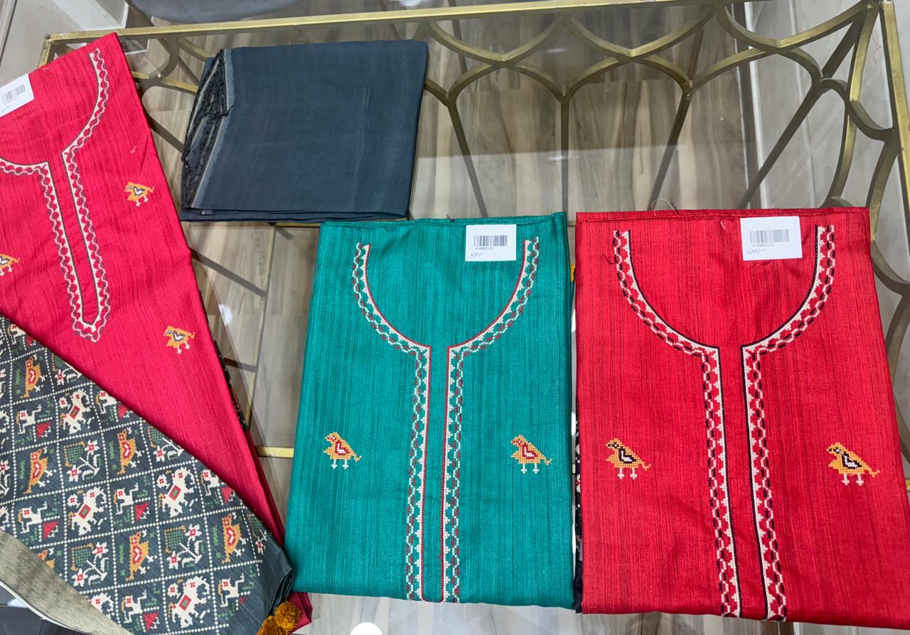 Embroidered Italian Tussar Suit Set