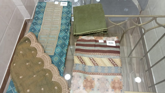 Embroidered Woven Silk Suit Set