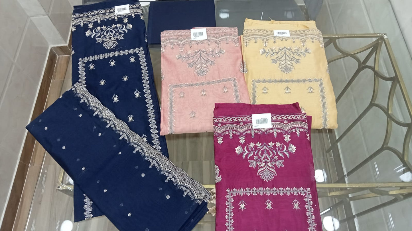 Embroidered Chanderi Suit Set