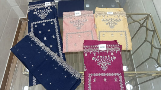 Embroidered Chanderi Suit Set