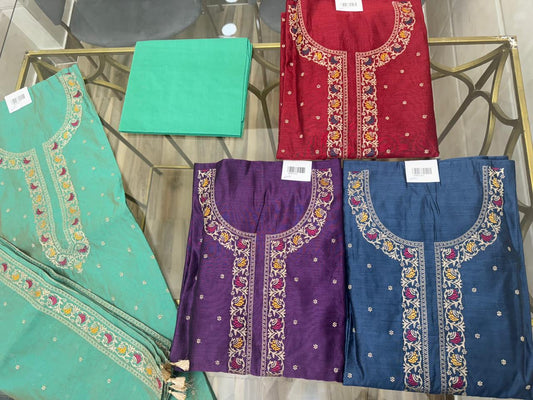 Embroidered Chanderi Suit Set