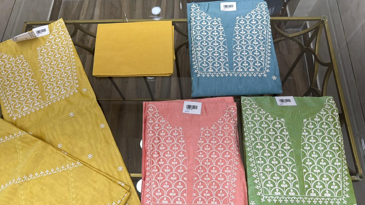 Embroidered Chanderi Suit Set